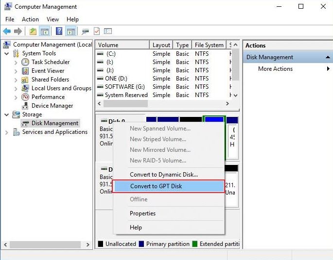 Chuyển MBR sang GPT khi cài Win bằng cách xóa tất cả các phân vùng thông qua Quản lý đĩa Chuyển MBR sang GPT khi cài Win bằng cách xóa tất cả các phân vùng thông qua Quản lý đĩa