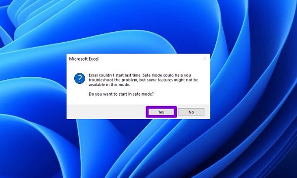 Nhấn Yes để vào chế độ an toàn Nhấn Yes để vào chế độ an toàn