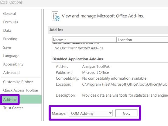 Tắt các tiện ích bổ sung Tắt các tiện ích bổ sung