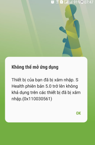 Lỗi Samsung Health truy cập bị từ chối