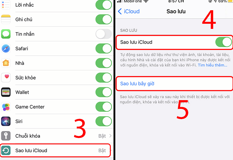 Cài đặt Sao lưu dữ liệu lên iCloud cho iPhone