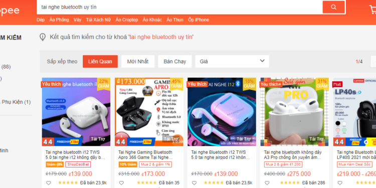 Top 5 Shop Bán Tai Nghe Bluetooth Uy Tín Trên Shopee