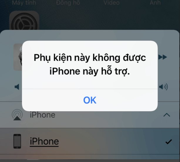 iPhone bị lỗi phụ kiện không hỗ trợ