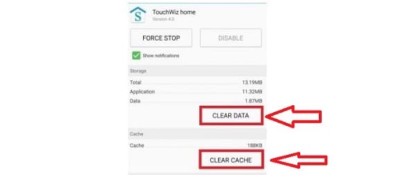 Xóa dữ liệu TouchWiz Home
