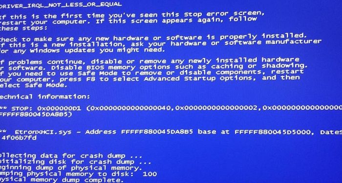Máy tính bị crash dump