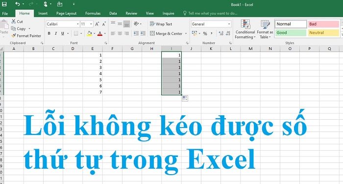 Lỗi không kéo được số thứ tự trong Excel