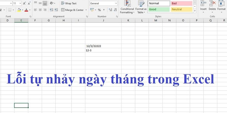 lỗi tự nhảy ngày tháng trong Excel
