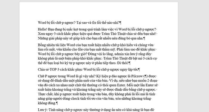 Word bị lỗi chữ p ngược