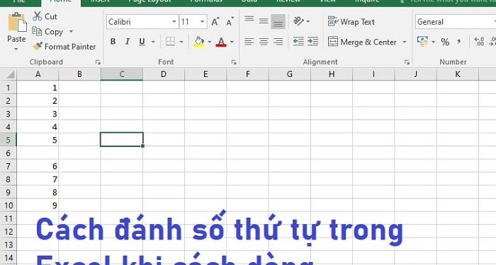 cách đánh số thứ tự trong Excel khi cách dòng