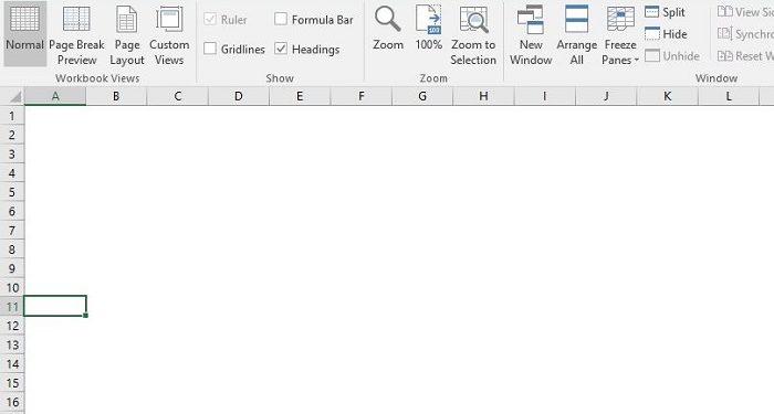 Excel bị mất dòng kẻ mờ