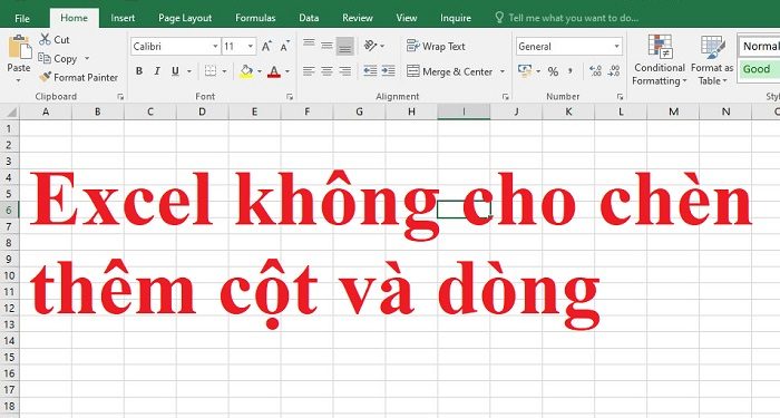 Excel không cho chèn thêm cột