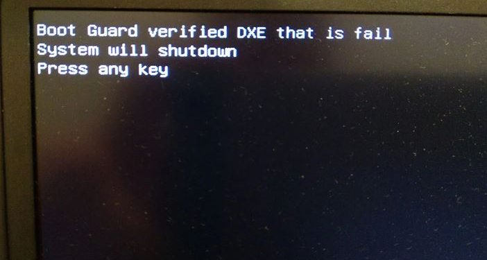 Máy tính bị lỗi boot guard verified failed