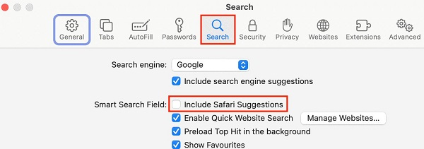 Tắt đề xuất Safari trên Macbook