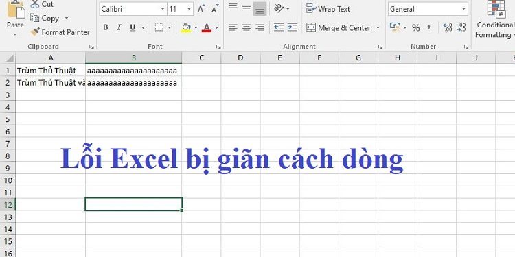 Lỗi Excel bị giãn dòng