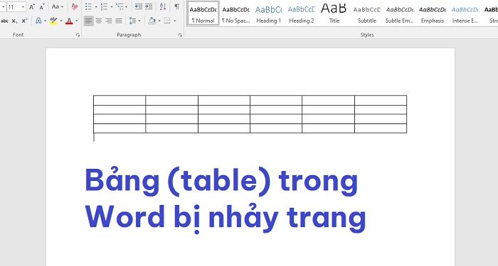 Bảng (table) trong Word bị nhảy trang