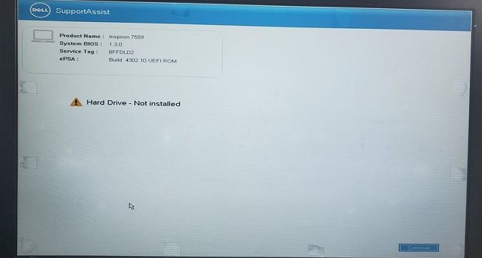Máy tính bị hard drive not installed