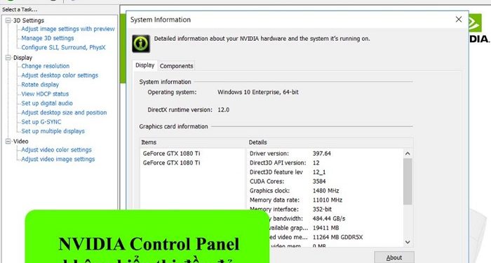 NVIDIA Control Panel không hiển thị đầy đủ