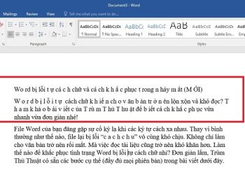 Word bị lỗi tự cách chữ