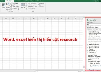 Word, Excel hiển thị hiển cột Research