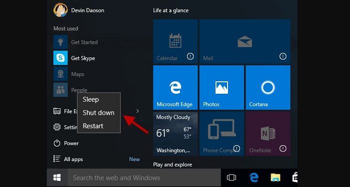 Máy tính không hiện nút Shutdown
