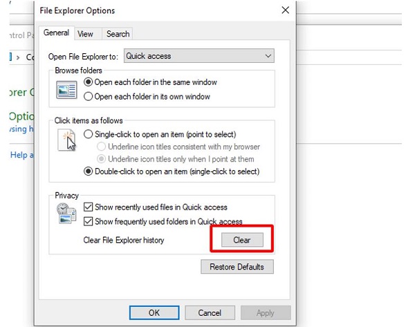 Xóa bộ nhớ đệm của công cụ Windows Explorer B3