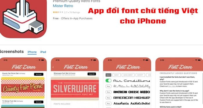 App đổi font chữ tiếng Việt cho iPhone