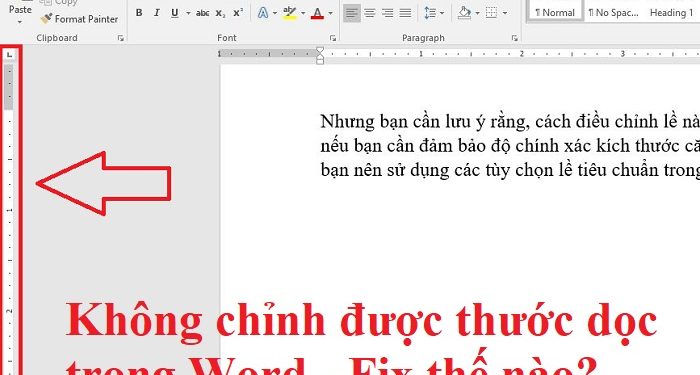 Không điều chỉnh được thước dọc trong Word