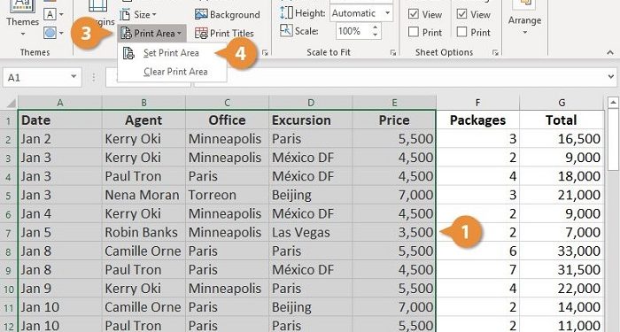Excel bị giới hạn vùng in