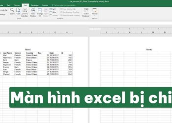 màn hình Excel bị chia đôi