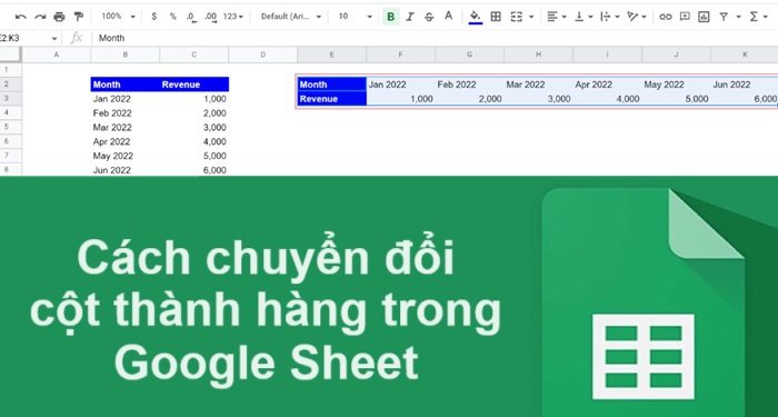 Hướng dẫn chuyển cột thành hàng trong Google Sheet siêu dễ