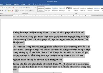 Không bỏ được in đậm trong Word