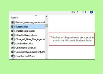 Preview Pane không xem được file Excel