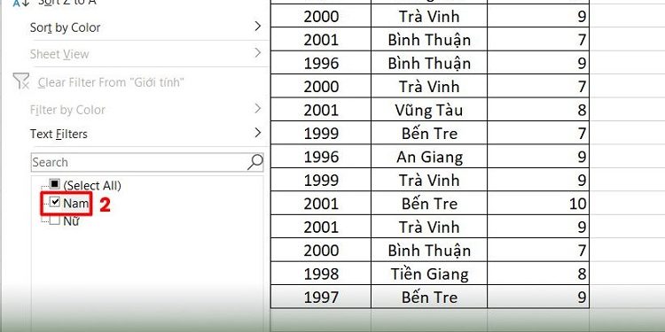 Cách hiện ô Search trong bộ lọc Filter