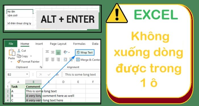 FIX lỗi Excel không xuống dòng được trong 1 ô