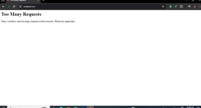 Wattpad bị lỗi too many requests