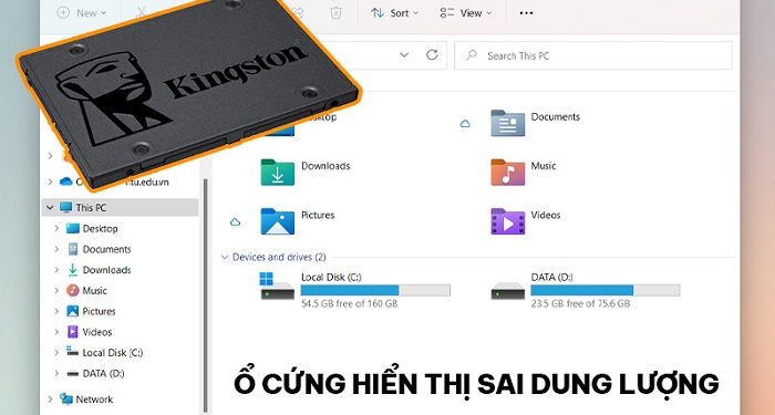 Ổ cứng hiển thị sai dung lượng