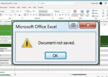 Excel bị lỗi Document not saved