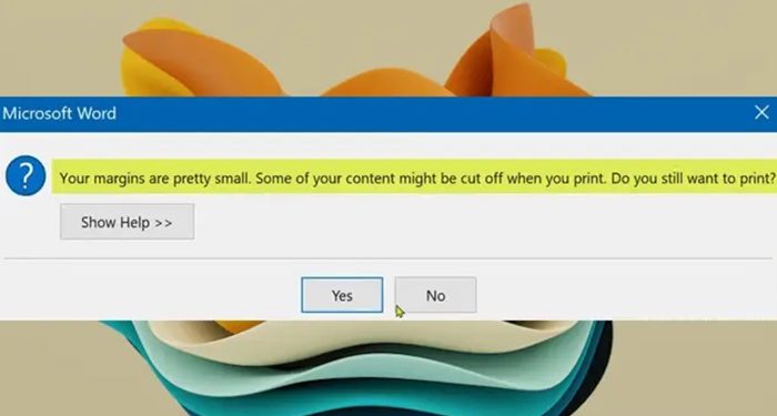 [Sửa] Word báo Your margins are pretty small 