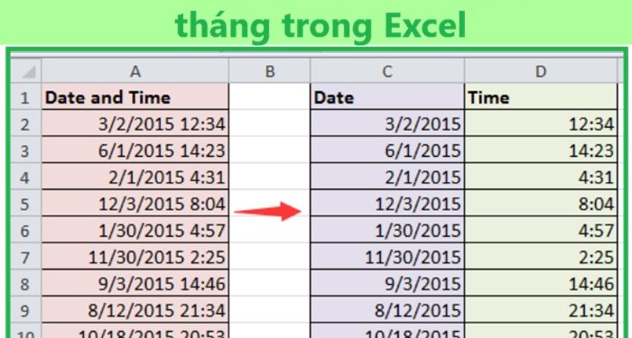 Cách tách giờ ra khỏi ngày tháng trong Excel cực dễ