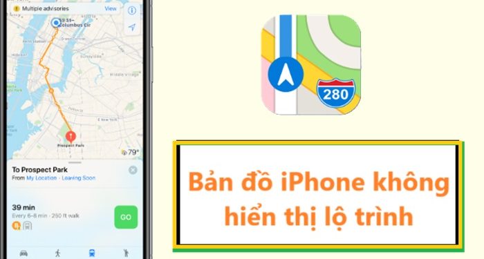 bản đồ iPhone không hiển thị lộ trình