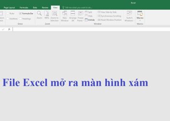 File Excel mở ra màn hình xám