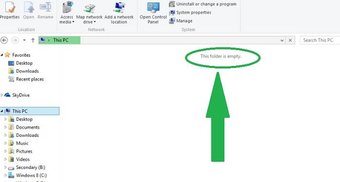 Lỗi This folder is empty