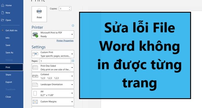 Sửa lỗi File Word không in được từng trang
