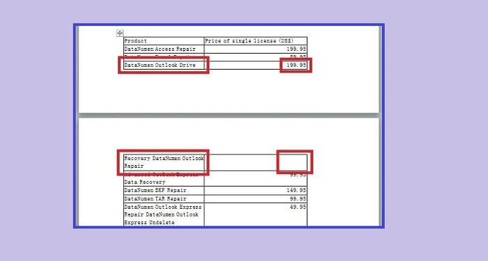 Bảng trong Word không liền nhau