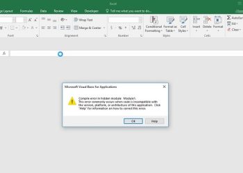 Excel bị lỗi compile error in hidden module