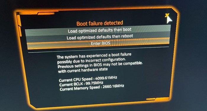 Lỗi Boot Failure Detected