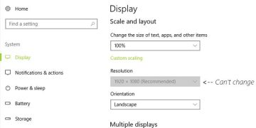 Lỗi không chỉnh được Display Resolution