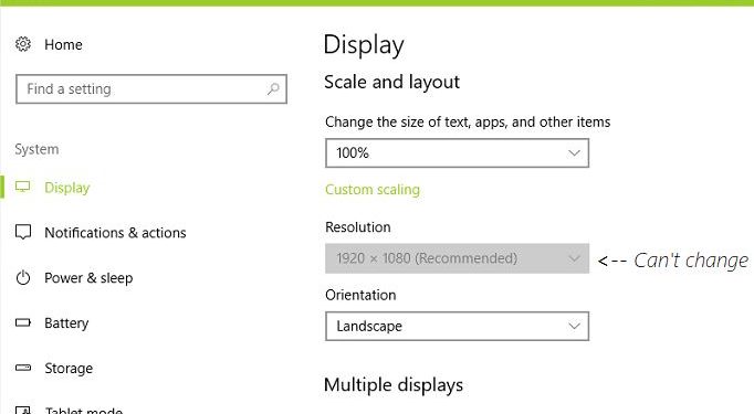 Lỗi không chỉnh được Display Resolution