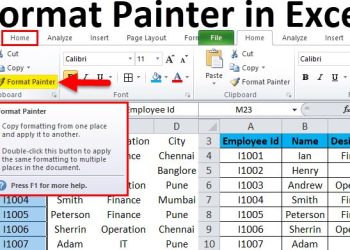 lỗi không Format Painter trong Excel