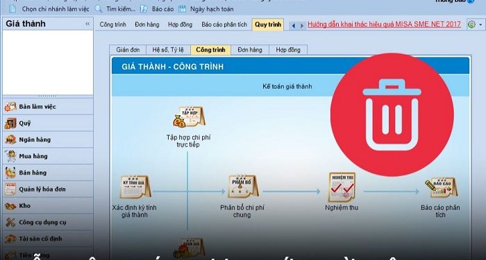 Lỗi không xóa được chứng từ trên MISA